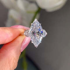 Maxine Marquise Cut Three Stone Engagement Ring In Sterling Silver