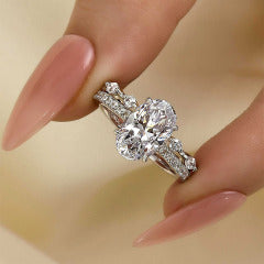 2.5Ct Oval Cut Wedding Ring Set Travel Ring With Classic Wedding Band
