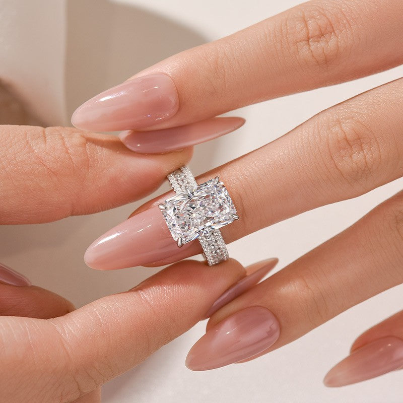 6.5Ct Radiant Cut Three-Row Luxe Engagement Ring Travel Ring For Her
