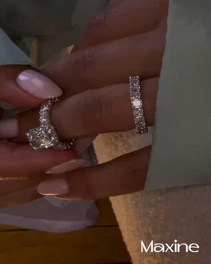 5.0Ct Luxe Radiant Cut Engagement Ring Travel Ring With Radiant Cut Wedding Band