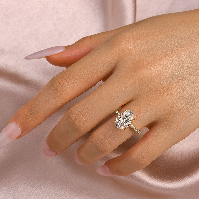 Maxine Moissanite 4.0 Carat Oval Cut Engagement Ring In Sterling Silver