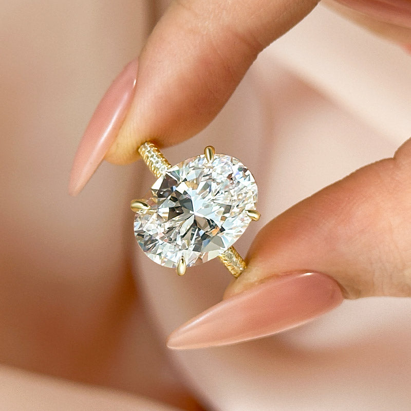 3.0Ct Halo Oval Cut Yellow Gold Promise Ring Engagement Ring For Her