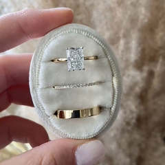 3.5 Carat Radiant Cut Simulated Diamond Wedding Ring with Round & Marquise Accents Bands