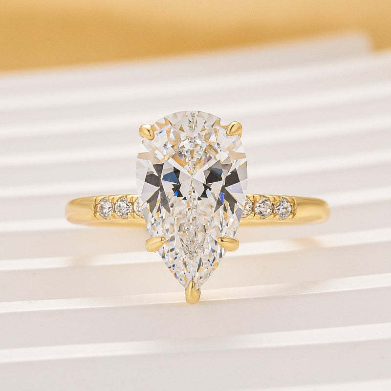 Classic 4.0Ct Pear Cut Engagement Ring Promise Ring For Her