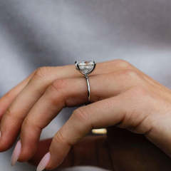 Maxine Solitaire 6.5Ct Elongated Cushion Cut Engagement Ring Travle Ring