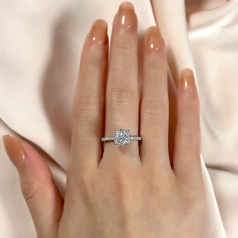 Maxine Classic 3.0Ct Cushion Cut Engagement Ring In Sterling Silver