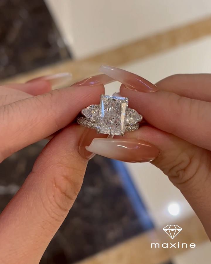 Honorable Radiant Cut & Heart Cut Wedding Set For Women In Sterling Silver