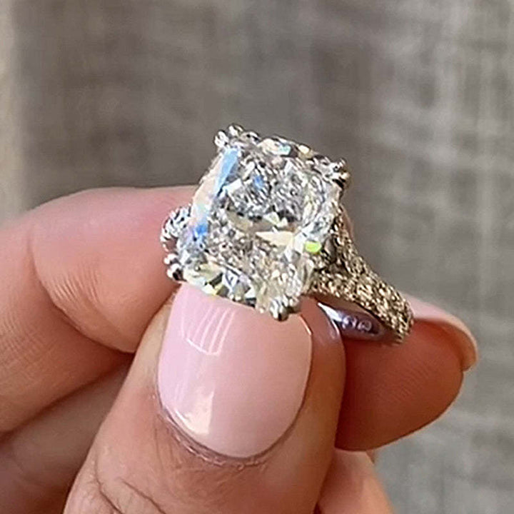 Outstanding Split Shank Crushed Ice Cushion Cut Engagement Ring