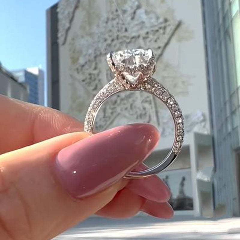 Luxurious Elongated Cushion Cut 9.0Ct Engagement Ring For Women In Sterling Silver