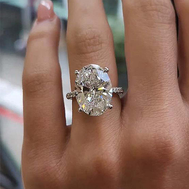 Excellent Oval Cut Sona Simulated Diamond Engagement Ring