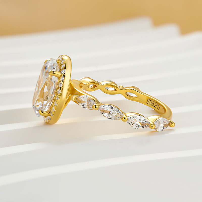 3.0Ct Halo Oval Cut Yellow Gold Promise Ring Engagement Ring For Her
