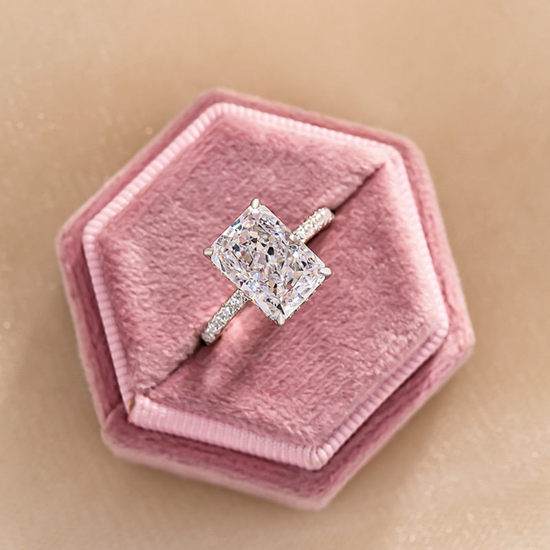 Exclusive Radiant Cut Engagement Ring For Women In Sterling Silver
