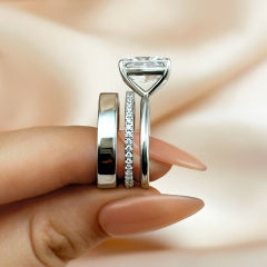 3.5 Carat Radiant Cut Simulated Diamond Wedding Ring with Round & Marquise Accents Bands