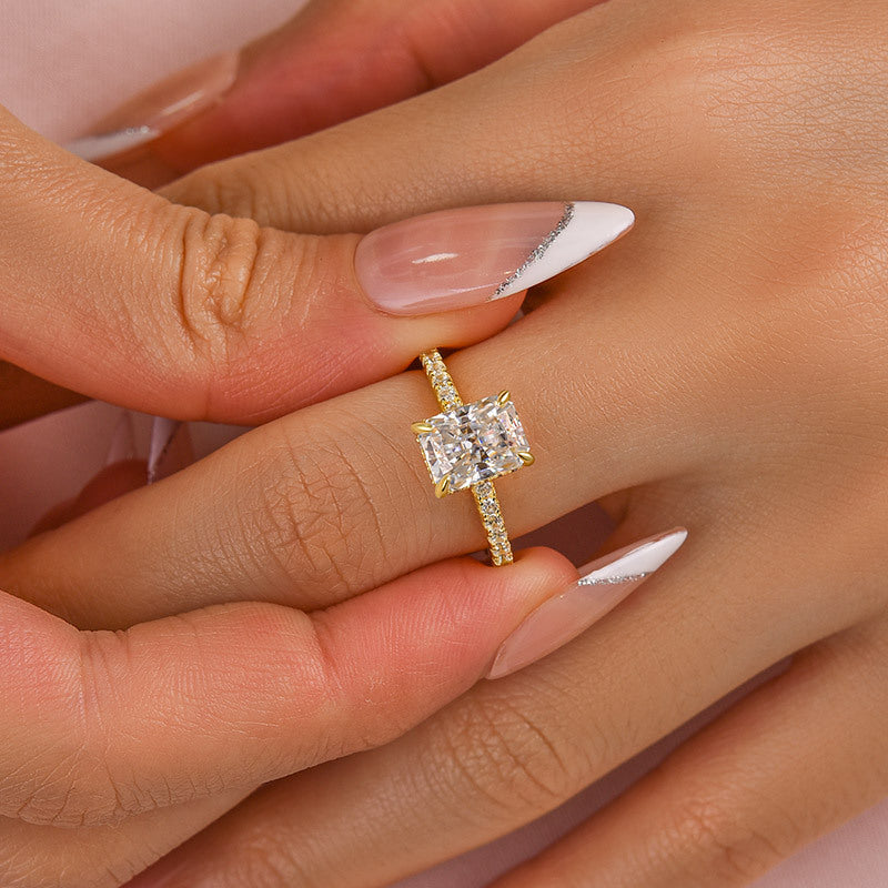 Maxine Moissanite 2.0 CT Radiant Cut Engagement Ring In Sterling Silver