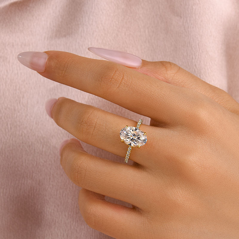 Maxine Moissanite 4.0 Carat Oval Cut Engagement Ring In Sterling Silver