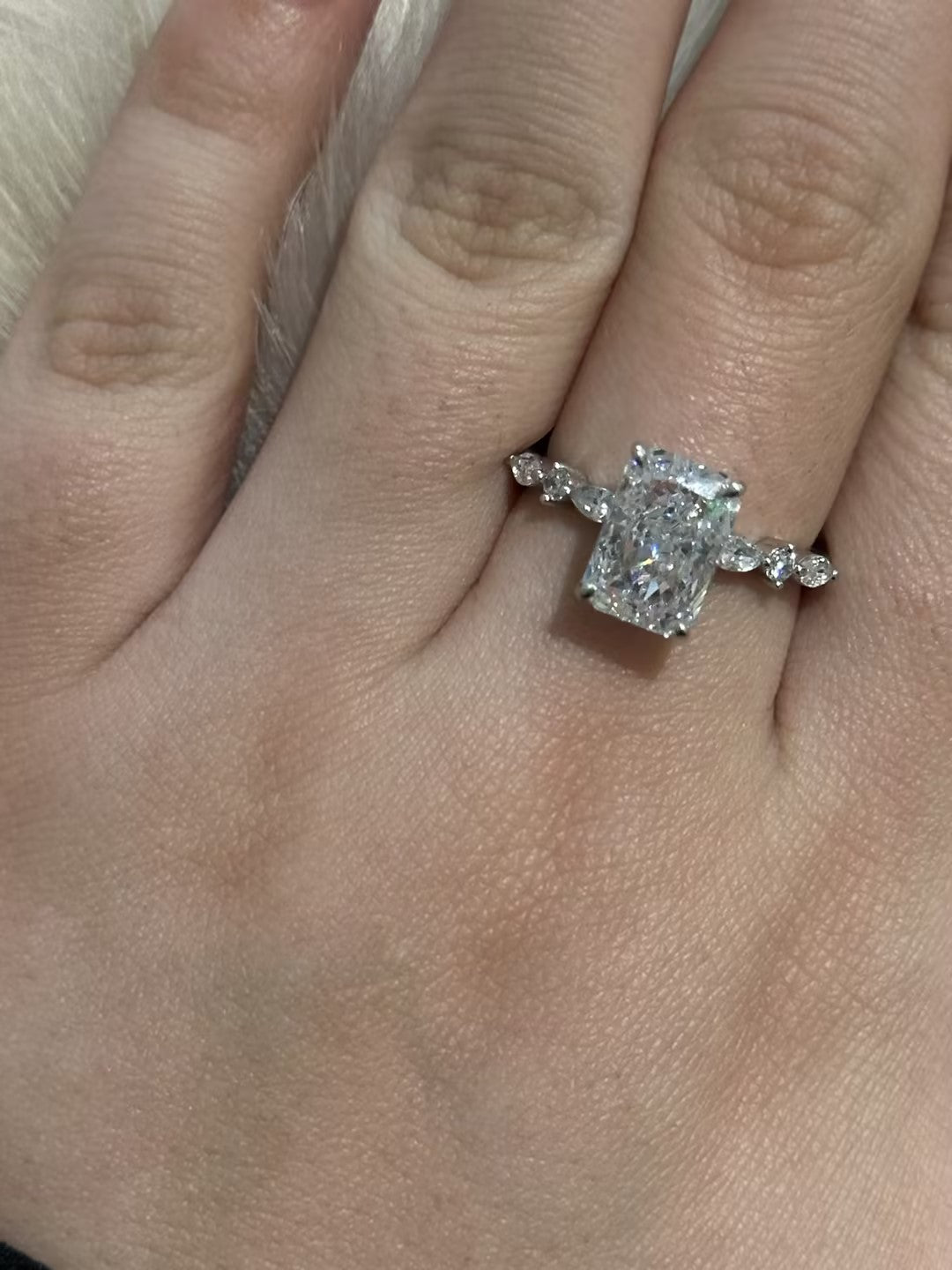 Sparkle Crushed Ice Radiant Cut Engagement Ring For Women In Sterling Silver