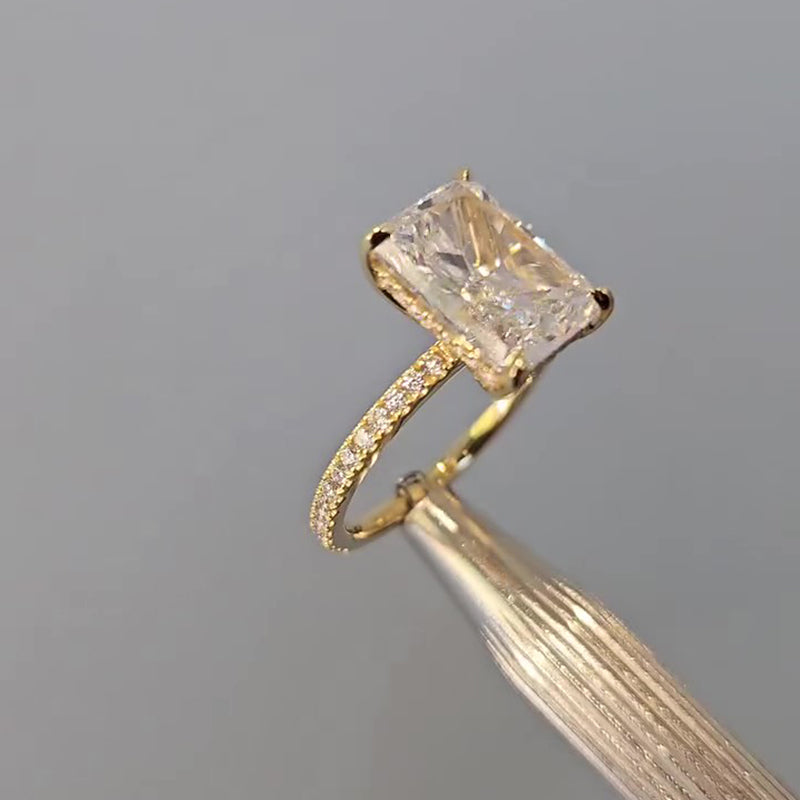 Exclusive Radiant Cut Engagement Ring For Women In Sterling Silver