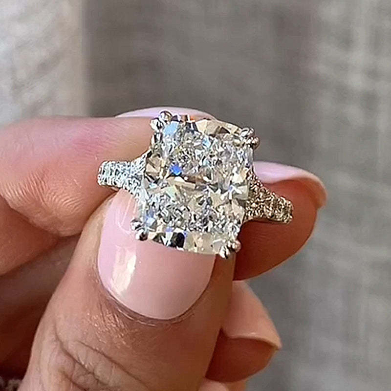 Outstanding Split Shank Crushed Ice Cushion Cut Engagement Ring