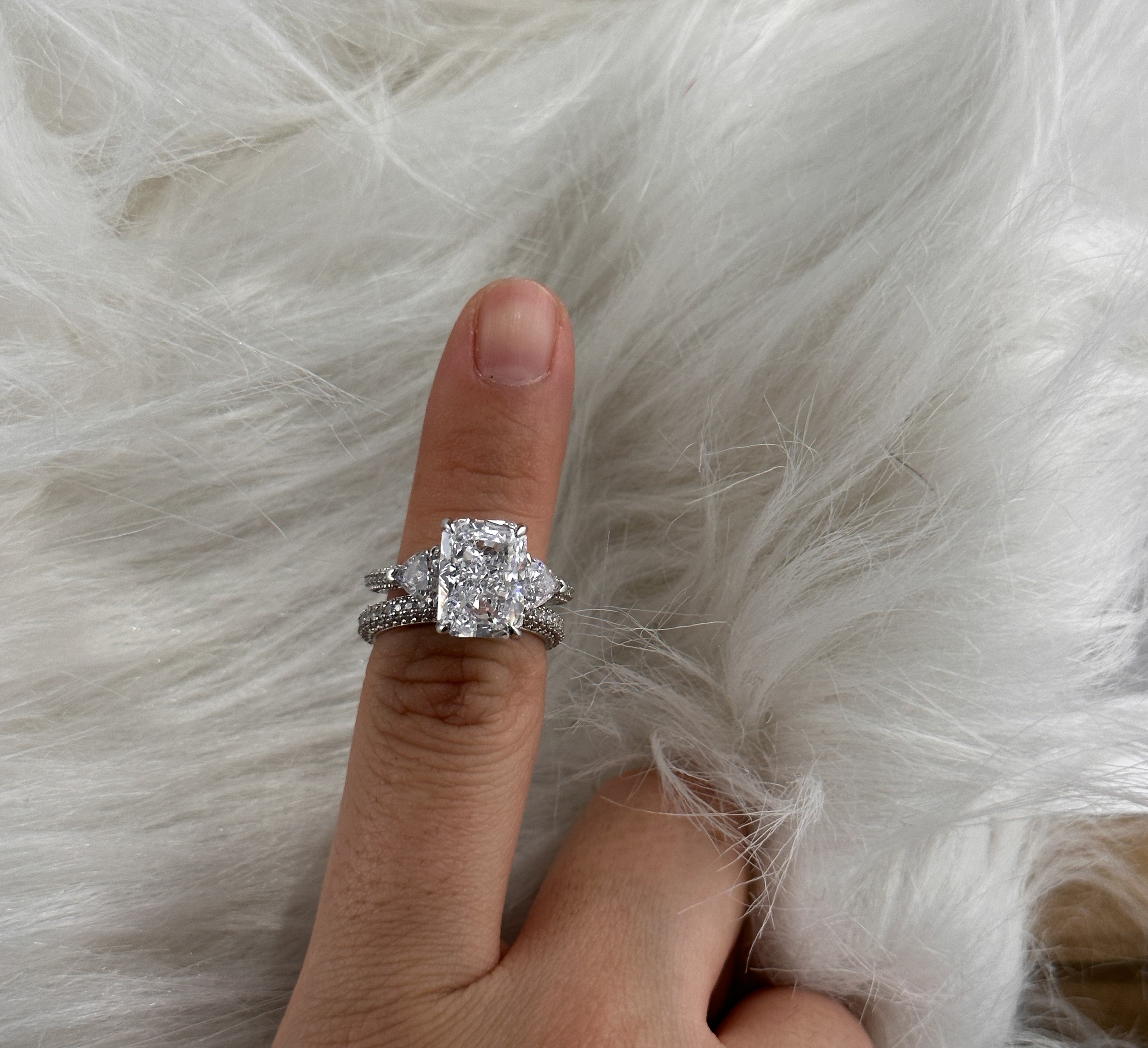 Honorable Radiant Cut & Heart Cut Wedding Set For Women In Sterling Silver