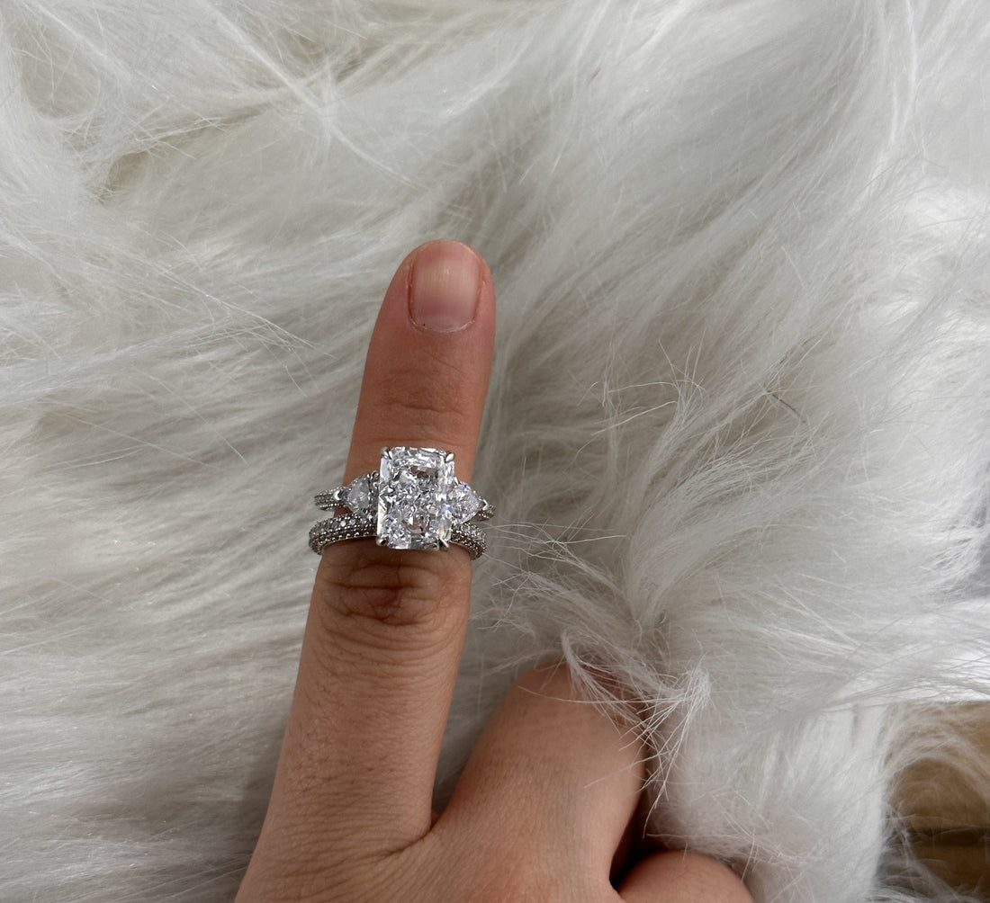 Honorable Radiant Cut & Heart Cut Wedding Set For Women In Sterling Silver