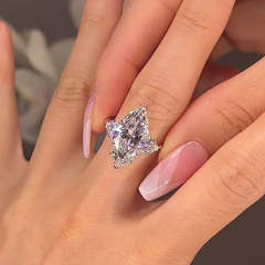 Maxine Marquise Cut Three Stone Engagement Ring In Sterling Silver