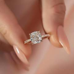 Maxine Classic 3.0Ct Cushion Cut Engagement Ring In Sterling Silver