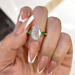 Vintage Two-Tone Oval Cut Three Stone Engagement Ring In Sterling Silver