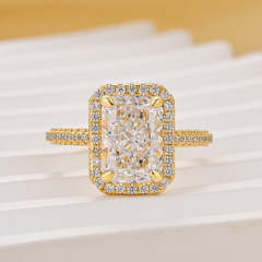 3.5Ct Halo Radiant Cut Engagement Ring Travel Ring For Her In Sterling Silver