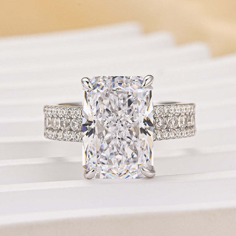 6.5Ct Radiant Cut Three-Row Luxe Engagement Ring Travel Ring For Her