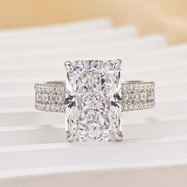 6.5Ct Radiant Cut Three-Row Luxe Engagement Ring Travel Ring For Her