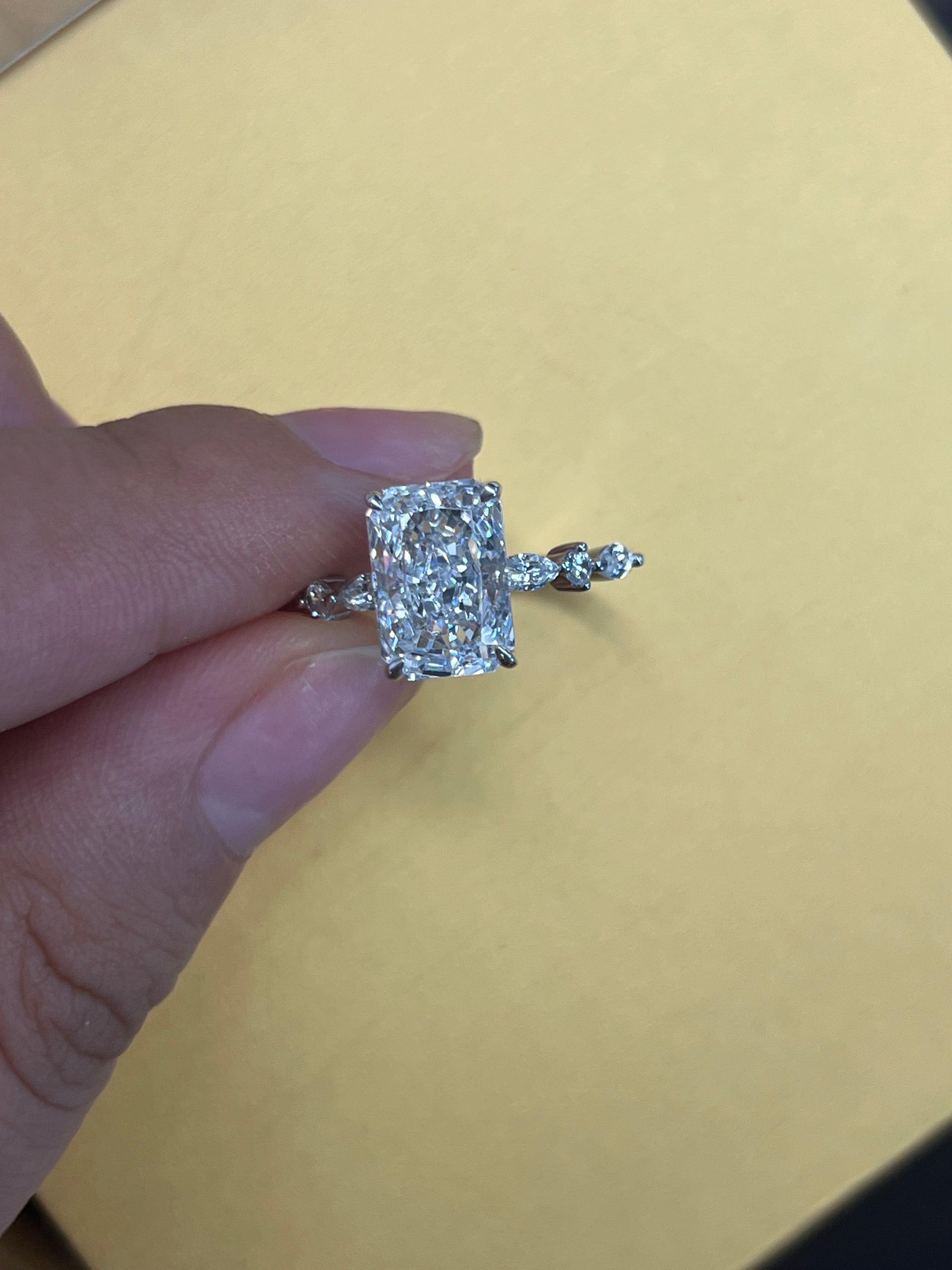 Sparkle Crushed Ice Radiant Cut Engagement Ring For Women In Sterling Silver