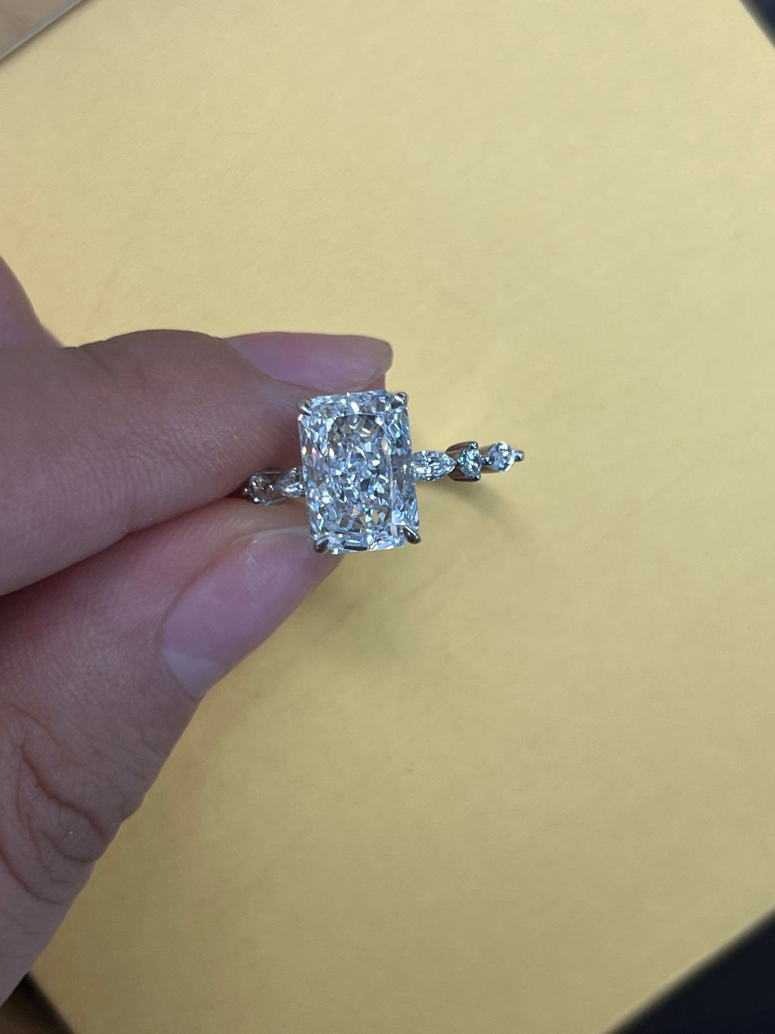 Sparkle Crushed Ice Radiant Cut Engagement Ring For Women In Sterling Silver