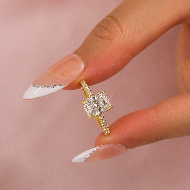 Maxine Moissanite 2.0 CT Radiant Cut Engagement Ring In Sterling Silver