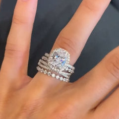 Maxine 4PC Luxurious Halo Cushion Cut Women's Wedding Set