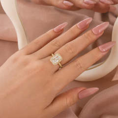 3.5Ct Halo Radiant Cut Engagement Ring Travel Ring For Her In Sterling Silver