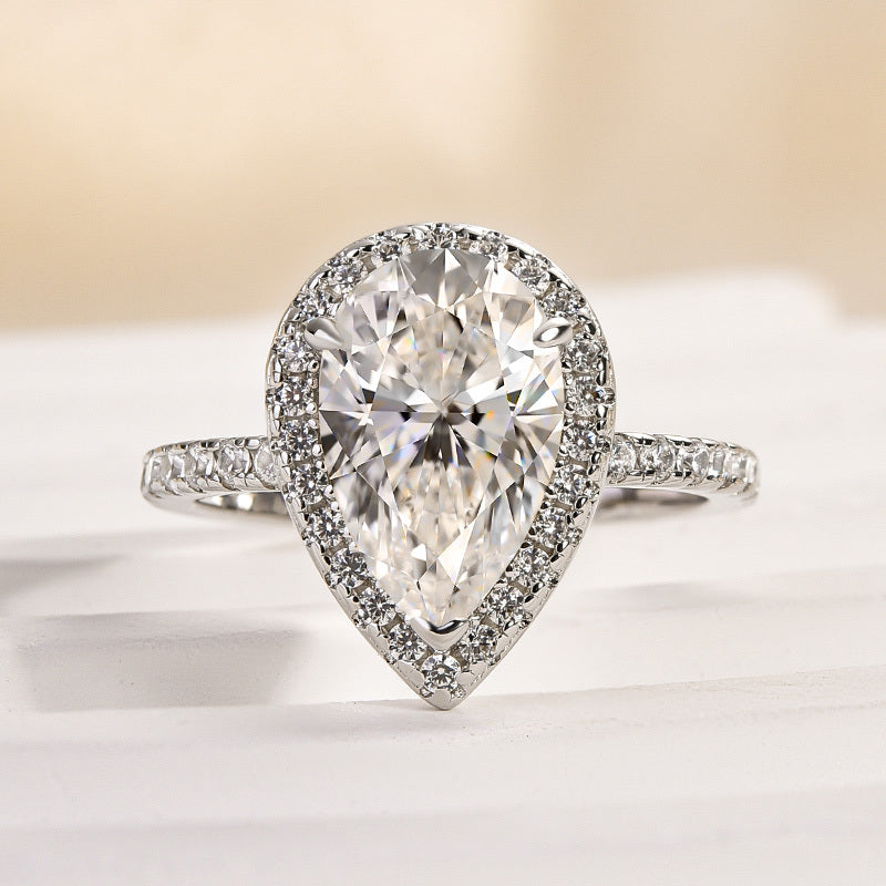 Maxine Moissanite Halo 3.0 Carat Pear Cut Engagement Ring