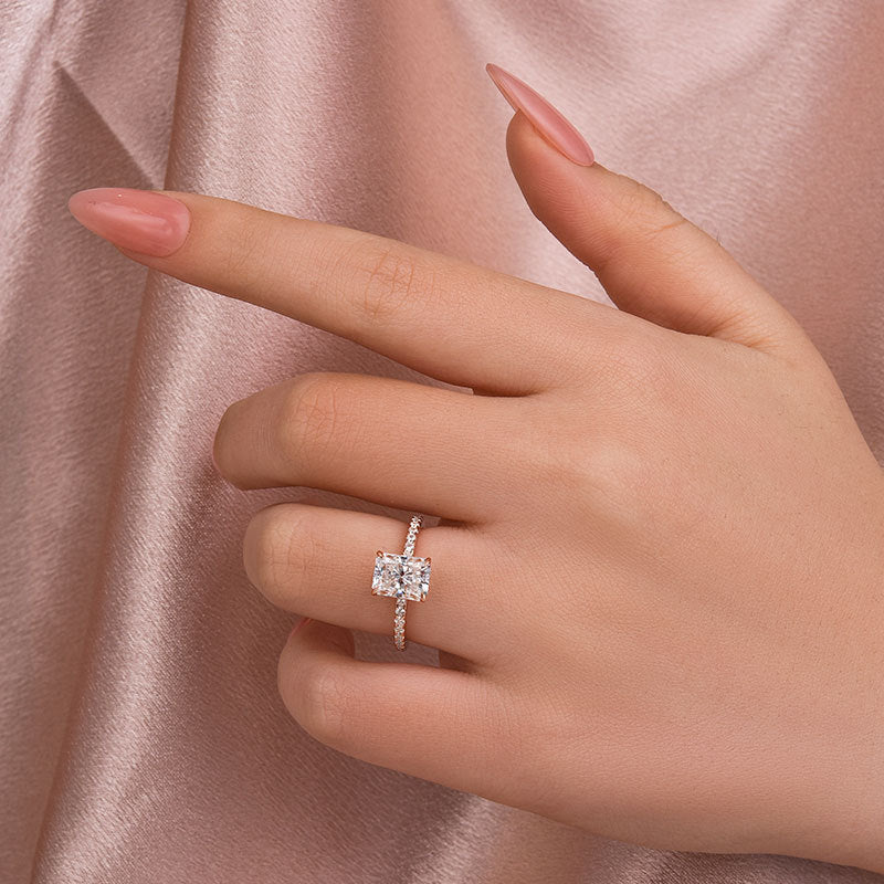 Maxine Moissanite 2.0 CT Radiant Cut Engagement Ring In Sterling Silver