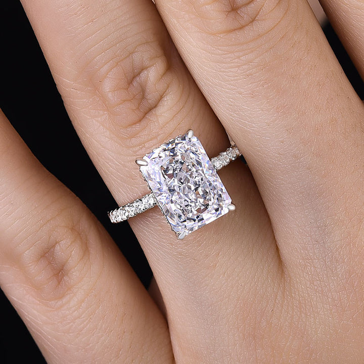 Exclusive Radiant Cut Engagement Ring For Women In Sterling Silver