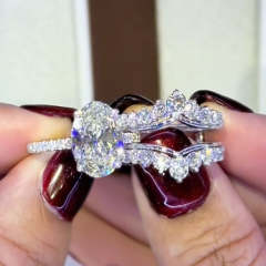 Exclusive 4.0Ct Oval Cut Wedding Ring Set Travel Ring With Jacket Wedding Band