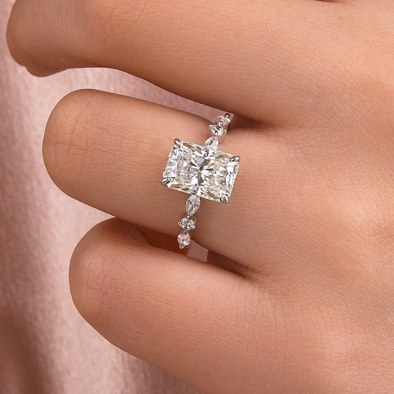Sparkle Crushed Ice Radiant Cut Engagement Ring For Women In Sterling Silver