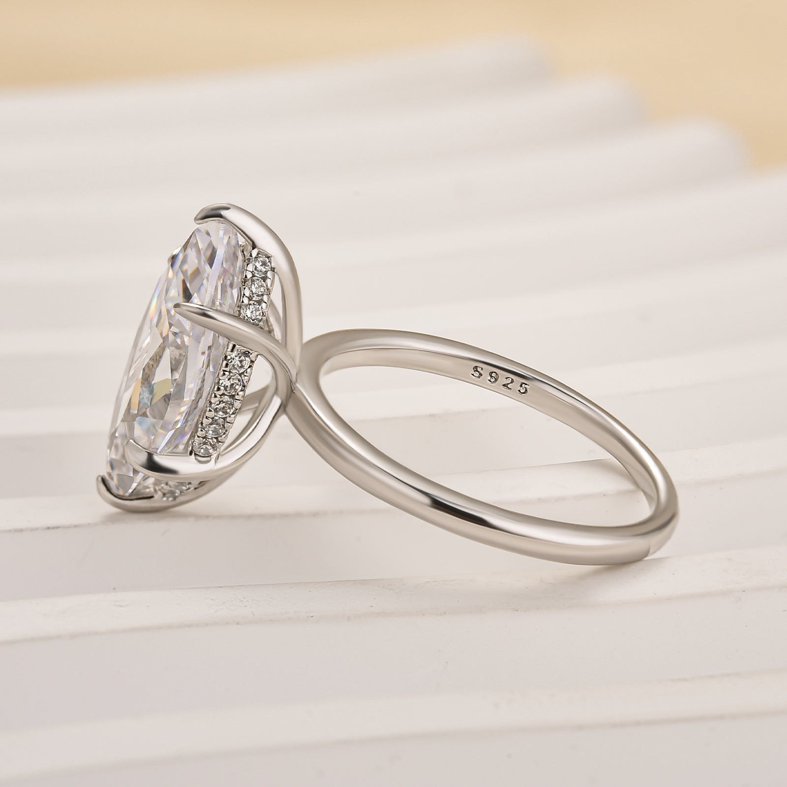 Fashion Marquise Cut Women's Engagement Ring In Sterling Silver