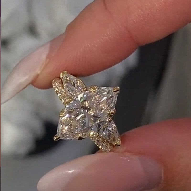 Unique 4.0Ct Marquise Cut Insert Wedding Ring Set For Women In Sterling Silver