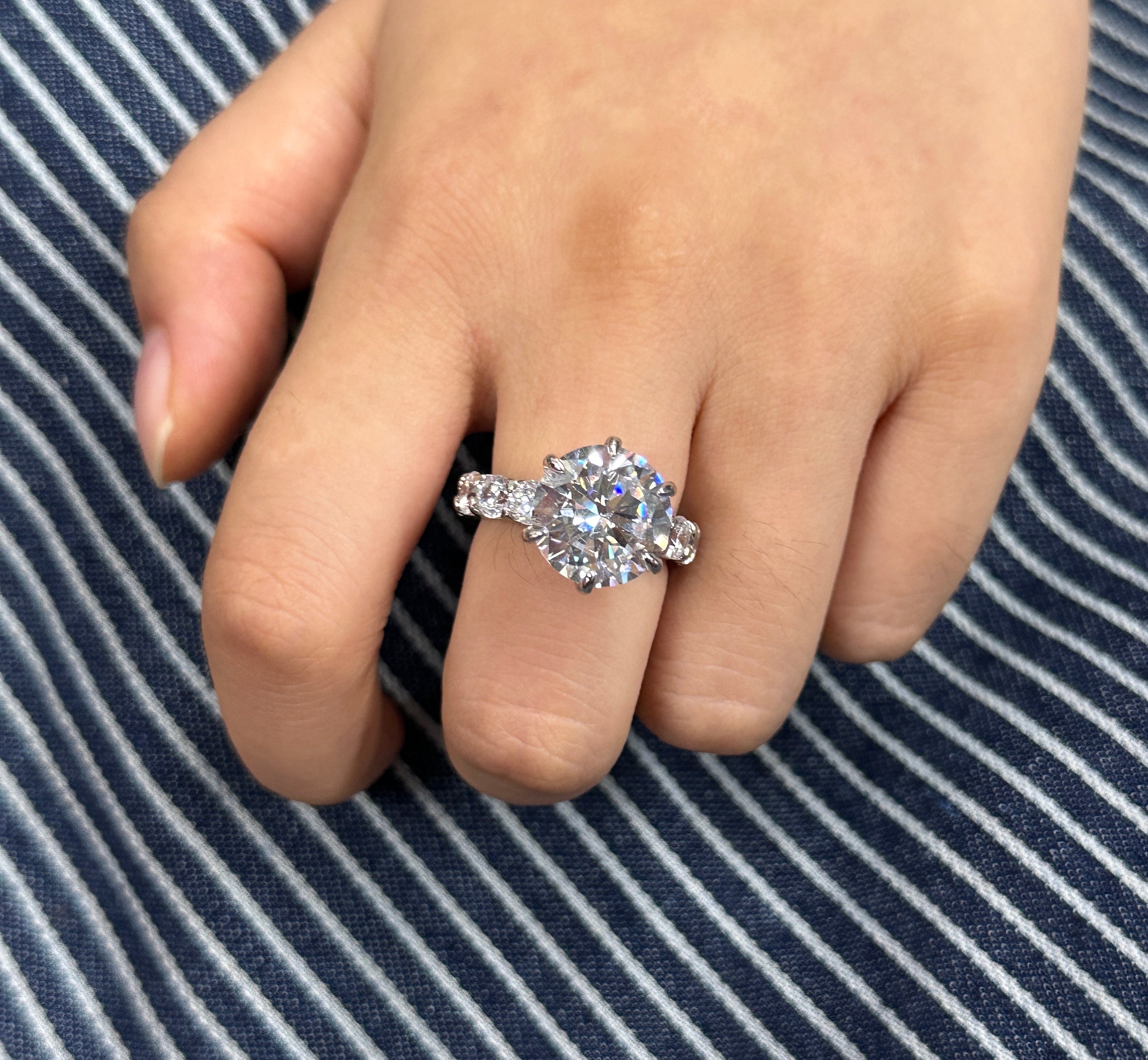 Maxine Unique 6 Prong 6.0Ct Round Cut Engagement Ring