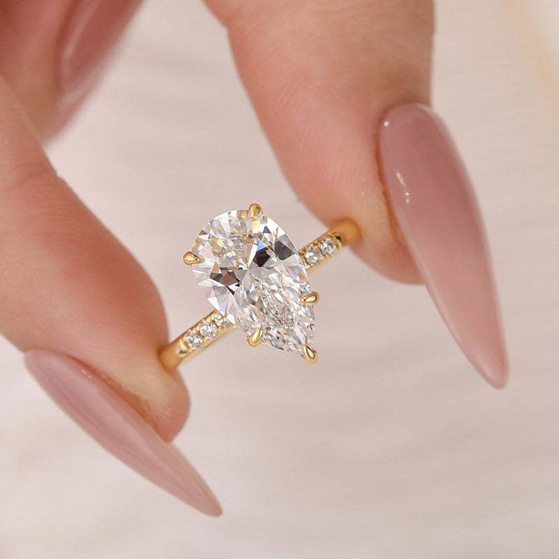 Classic 4.0Ct Pear Cut Engagement Ring Promise Ring For Her