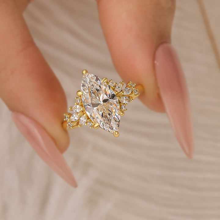 Vintage 3.0Ct Marquise Cut Engagement Ring Travel Ring In Sterling Silver