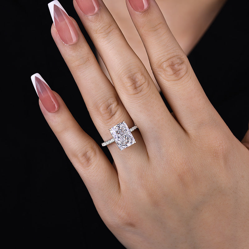 Exclusive Radiant Cut Engagement Ring For Women In Sterling Silver