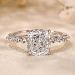Exquisite 2.0 Carat Cushion Cut Engagement Ring In Sterling Silver