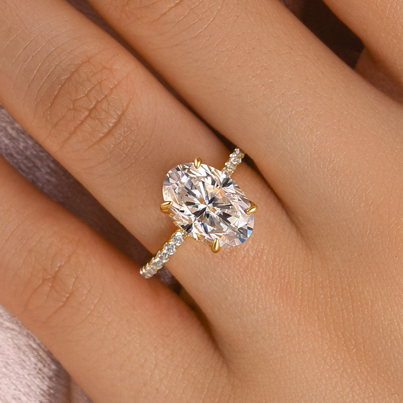 Maxine Moissanite 4.0 Carat Oval Cut Engagement Ring In Sterling Silver