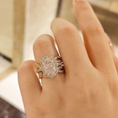 Vintage 3.5 Carat Halo Radiant Cut Insert Wedding Ring Set Travel Ring For Women In Sterling Silver