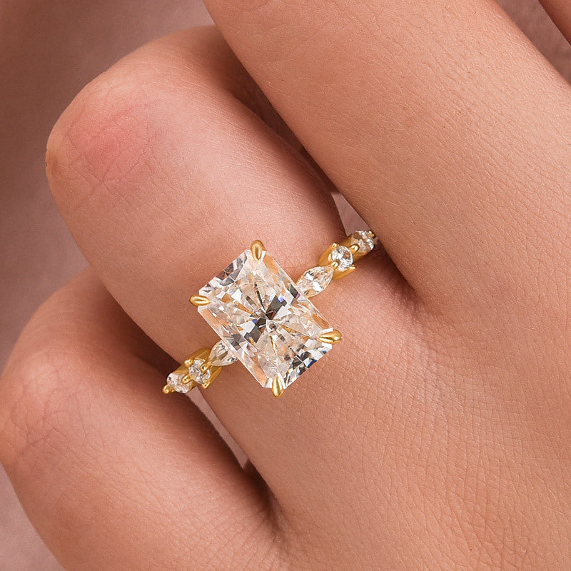 Sparkle Crushed Ice Radiant Cut Engagement Ring For Women In Sterling Silver